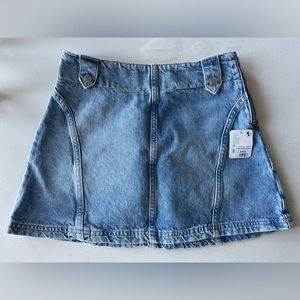Free people runway mini skirt, denim. With zipper